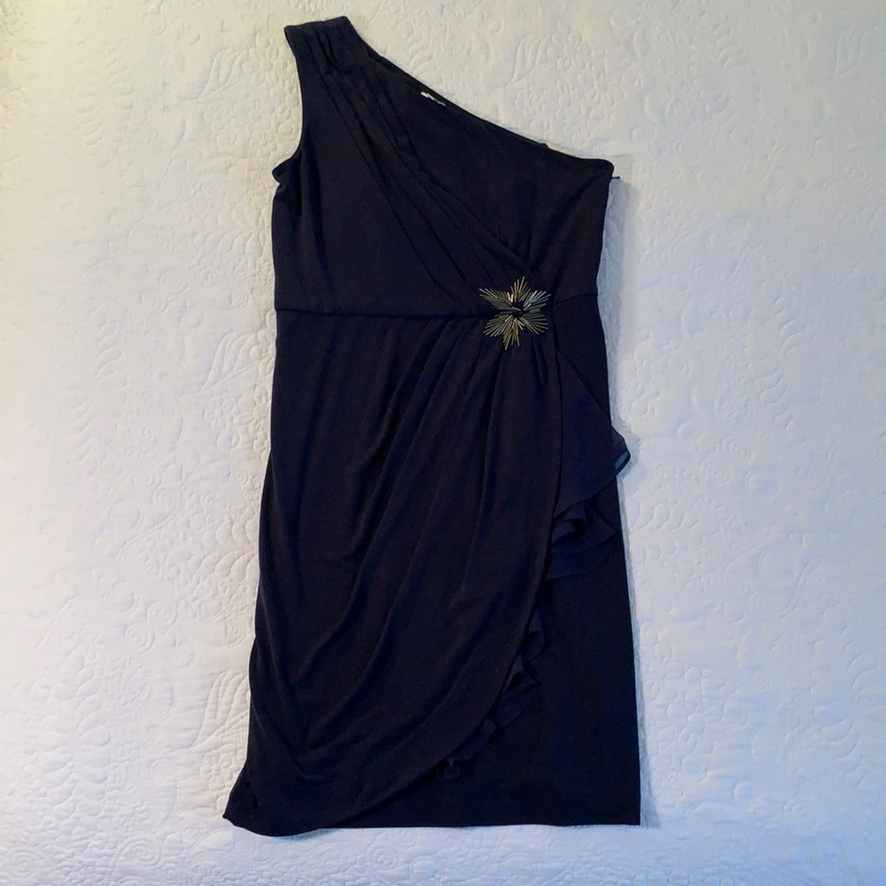 Max & Cleo Navy One-Shoulder Cocktail Dress